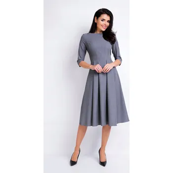 Dámské šaty Elegantní rozšířené midi šaty , šedé XL