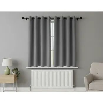 Zatemňovací krátký závěs s kroužky "BLACKOUT" NEW VITORIA 135x160 cm šedá (cena za 1 kus) Mybesthome