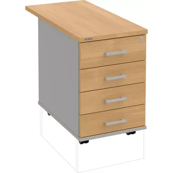 Zásuvkový kontejner Kancelářský kontejner K 34 C P 80 - DUB , ŠEDÁ