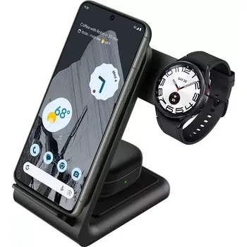 Bezdrátová nabíječka 3v1 pro iPhone, Samsung a Android, Galaxy Watch a sluchátka TWS