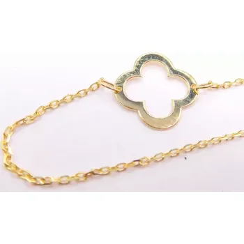 Náramek Klenoty Budín Dámský zlatý náramek ze žlutého zlata se čtyřlístkem pro štěstí 585/0,63gr 17+1cm HK7152 (Klenoty Budín Dámský zlatý náramek ze žlutého zlata se čtyřlístkem pro štěstí 585/0,63gr 17+1cm HK7152)