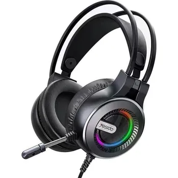 Sluchátka Yesido - Drátová sluchátka (EK02) - pro hraní her, jack 3,5 mm, s mikrofonem, RGB LED světla - černá