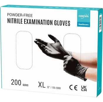 Vyšetřovací rukavice EUROPAPA 200 x na jedno použití nitrilové rukavice bez pudru, vyšetřovací rukavice