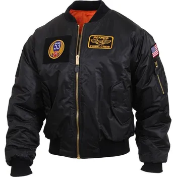 Pánský bomber ROTHCO Bunda s nášivkami MA1 FLIGHT ČERNÁ 3XL ČERNÁ - BLACK
