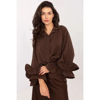 Dámská košile Dámská košile 222149 Tmavě hnědá třpyt - Italy Moda tmavě hnědá-puntíky uni