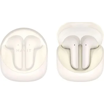 Sluchátka Havit - Bezdrátová sluchátka do uší Modern Buds (TW974) - pro hraní her, s mikrofonem, Bluetooth 5.3, TWS, ENC, USB-C, 400mAh - béžová