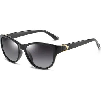 Sluneční brýle Techsuit - Sluneční brýle polarizační (A572) - pro ženy s UV ochranou, PC - černá / gradientní šedá