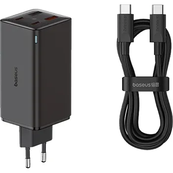 Datový kabel Baseus - Nástěnná nabíječka GaN6 Pro (P10162705112-00) - Včetně kabelu typu C, 2x USB, 2x typ C, 100W, 100W, 20V, 5A, 1m - černá