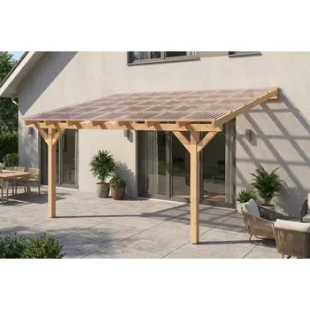 Pergola Dřevěná pergola ke zdi domu 350x450