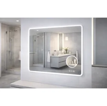 Zrcadlo Koupelnové zrcadlo MATTEO LIGHT 80x70 cm, LED osvětlení, lupa + slevový kód