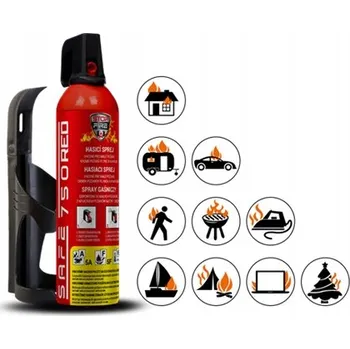 Zabezpečení domácnosti Hasicí sprej SAFE 750 RED 750ml pěnový + držák 75C