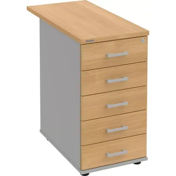 Zásuvkový kontejner Kancelářský kontejner K 35 C P 80 - DUB , ŠEDÁ