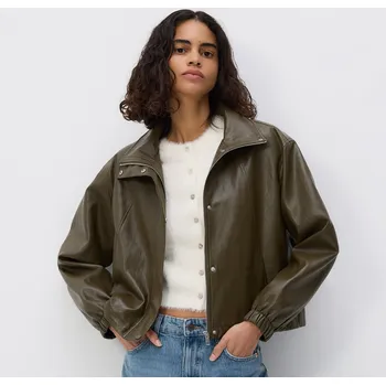 Reserved - Melanžová péřová bunda - hnědozelená - 484IA-78X - 484IA-78X-XS