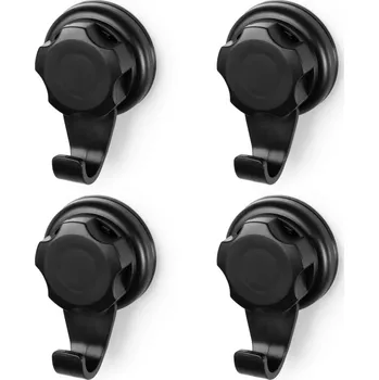 Malé háčky na stěnu Compactor Bestlock Black s přísavkami bez vrtání,nosnost až 3 kg, 4 ks