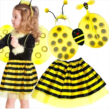 Karnevalový kostým KOSTÝM VČELA, KOSTÝM VČELKA, VČELA SADA 3v1 ČELENKA KŘÍDLA TUTU SUKNĚ