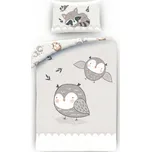 Halantex • Povlečení do dětské postýlky se Sovičkami a Mývalem - 100% bavlna - 40x60 cm + 100x135 cm