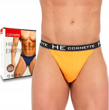 Slipy CORNETTE Pánské slipy TANGA bavlněné žluté - XXL