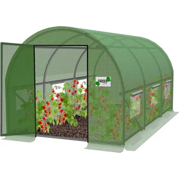 Skleník Zahradní fóliovník s pevnými dveřmi, 400 x 250 x 200 m, zelená
