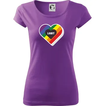 LGBT srdce duhové - Dámské triko Pure - 2XL ( Fialová )