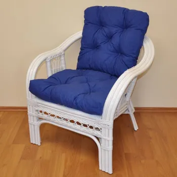 Nábytek Ratanové křeslo Rio De Janeiro bílé Tmavě modrý melír