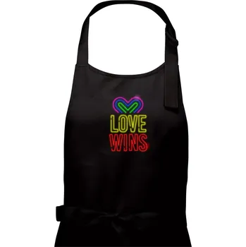 Kuchyňská zástěra Neon sign love wins - Pánská zástěra na vaření - Univerzální velikost ( Černá )