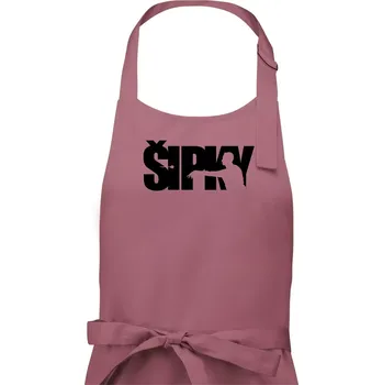 Kuchyňská zástěra Šipky - nápis se šipkařem - Pánská zástěra na vaření - Univerzální velikost ( Starorůžová )