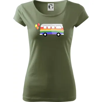 Dámské tričko LGBT busík - Dámské triko Pure - XS ( Khaki )