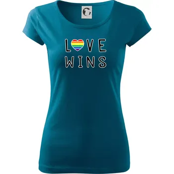 Dámské tričko Love wins nápis - Dámské triko Pure - 2XL ( Petrolejová )