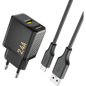 Telefonní příslušenství Dudao A23TEU nabíječka do sítě USB-A + kabel USB-A / USB-C / 2,4A / černá