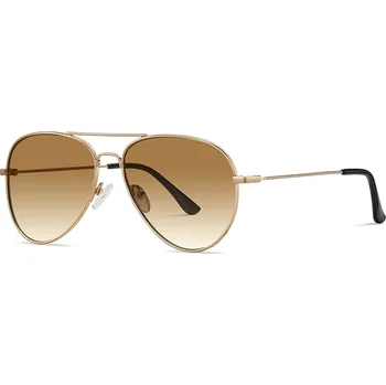 Sluneční brýle Techsuit - Sluneční brýle (3025) - pro ženy a muže, s UV ochranou a kovovým rámem - zlaté/hnědé