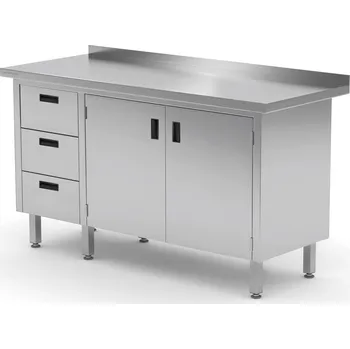 Jídelní stůl TECHNICA Nástěnný stůl se třemi zásuvkami vlevo a skříňkou s křídlovými dveřmi 1500x600x850 mm | TECHNICA, 138L1560