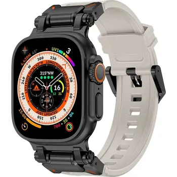 Řemínek na hodinky Techsuit - Řemínek na hodinky (W064) - Apple Watch 1/2/3/4/5/6/7/8/9/10/11/SE/SE 2/SE 3/Ultra/Ultra 2/Ultra 3 (42/44/45/46/49 mm) - Titanově černý šedý