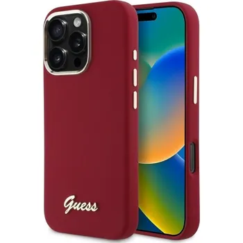 Pouzdro na mobilní telefon Guess - Silikonové kovové logo (GUHCP16LSMBSLM) - iPhone 16 Pro - Červený
