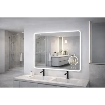 Zrcadlo LED koupelnové zrcadlo MATTEO LIGHT 100×70 cm s kosmetickým zrcátkem 5× zoom, nastavitelná teplota světla + slevový kód