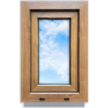 Okno PVC okno zlatý dub 40x60 pravé nové 400x600 mm otevíravě-sklopné dvojsklo