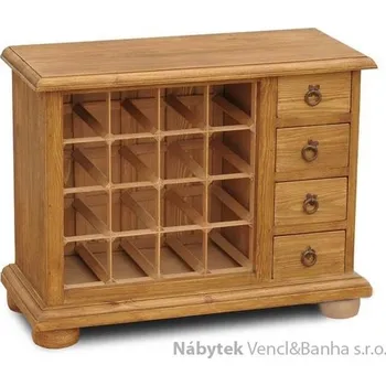 Stojan na víno Euromeble dřevěná rustikální stylová komoda, stojánek na vino z masivního dřeva borovice Mexicana D35 euromeb