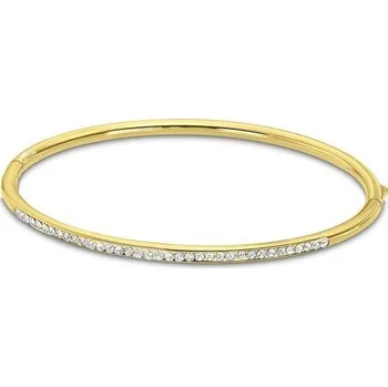 Náramek Pozlacený pevný ocelový narámek se zirkony Lotus Style | Elegantní design | Snadné zapínání | Ověřeno 1000+ zákazníky | Záruka 24 měsíců | Kvalitní šperky | ROMERO pozlacená chirurgická ocel, zirkony