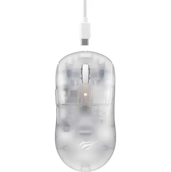 Myš Havit - Bezdrátová herní myš (MS970WB Pro) - 2,4 GHz, 800/1600/2400/3200/6400/12000 DPI, 300 mAh - průhledná bílá