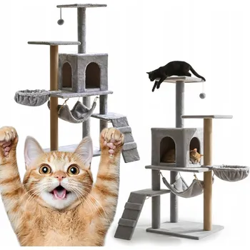 Vysoké škrabadlo, pelíšek, škrabací sloupek DAZAPETS 101 - 160 cm