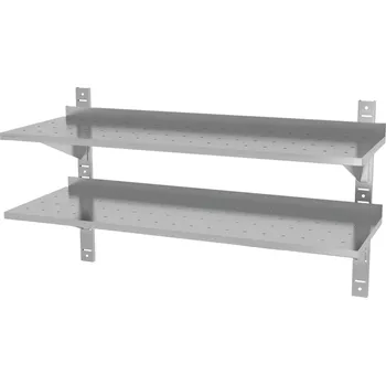 police TECHNICA Nastavitelná nástěnná dvojitá police, perforovaná 1400x400x600 mm | TECHNICA, 385PE1440