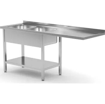 Jídelní stůl TECHNICA Stůl s dvojitým dřezem na levé straně a prostorem pro chladničku nebo myčku 1600x600x850 mm | TECHNICA, 242L1660