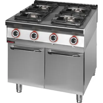 Sporák KROMET Plynový sporák se 4 hořáky 1x4,5 kW + 1x7,5 kW + 2x9 kW na uzavřeném podstavci, 900x900x900 mm | KROMET, 900.KG-4.S.D