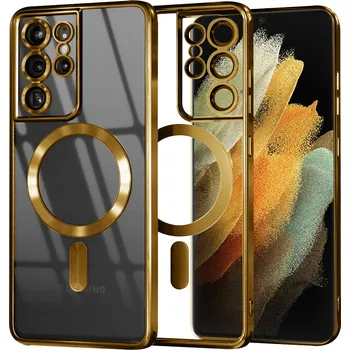 Pouzdro na mobilní telefon Techsuit - Luxusní křišťálový MagSafe - Samsung Galaxy S21 Ultra 5G - zlatý