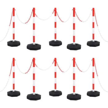 Dopravní značka vidaXL Sada sloupků s 10m plastovým řetězem [150958] Barva: Červená