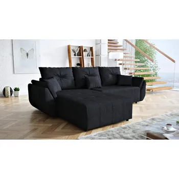 Sedací souprava Rohová rozkládací sedačka MIRA - černá - MATT VELVET 99