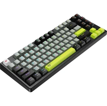 Havit - Herní klávesnice (KB904L) - pro videohry, USB, RGB osvětlení, 85 kláves, rychlé spouštění, 1,8 m, 5 V, 8 kHz - černá / zelená