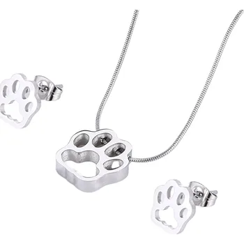 Souprava šperků Set náušnice a náhrdelník s kočičí tlapkou - chirurgická ocel