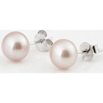 Náušnice Stříbrné náušnice pecičky s růžovou perlou STNAU0985F