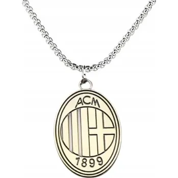 Náhrdelník Pánský náhrdelník Řetízek z chirurgické Ocel s fotbalovým znakem AC Milán