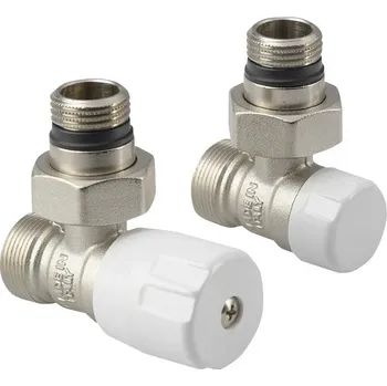 Hlavice pro radiátor Aqualine ECO připojovací sada rohová, nikl/bílá CP9810